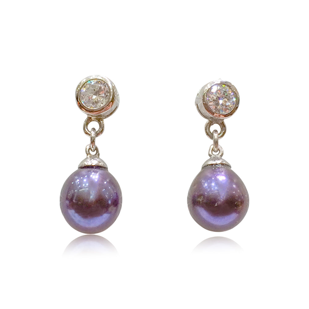 キュービックジルコニア・パールピアス 【4-1737】