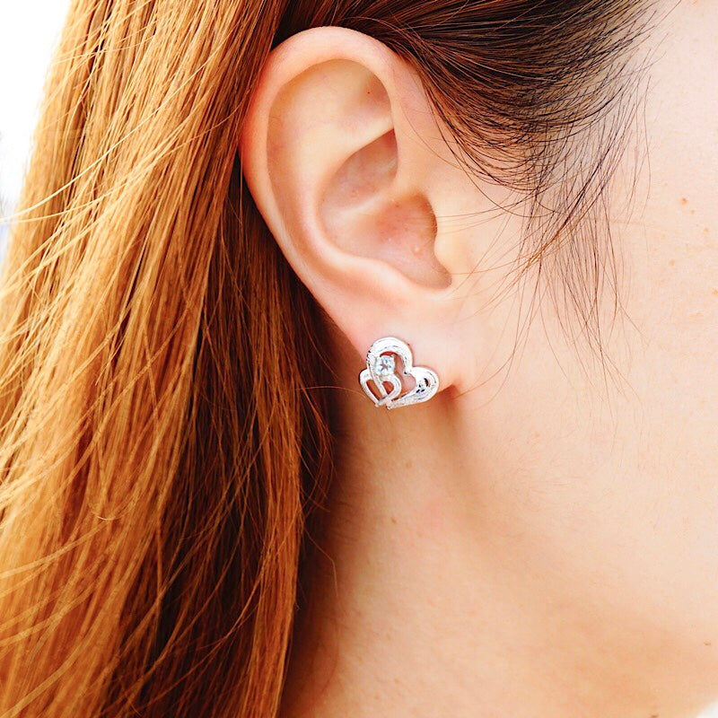 ハートアクアマリンピアス 【4-1959】