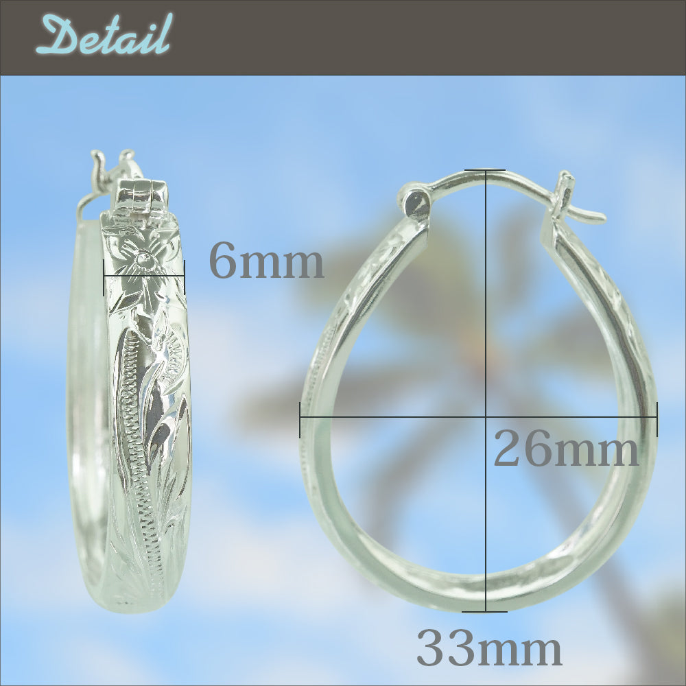 6mm幅 オーバルフープピアス 【4-2819】