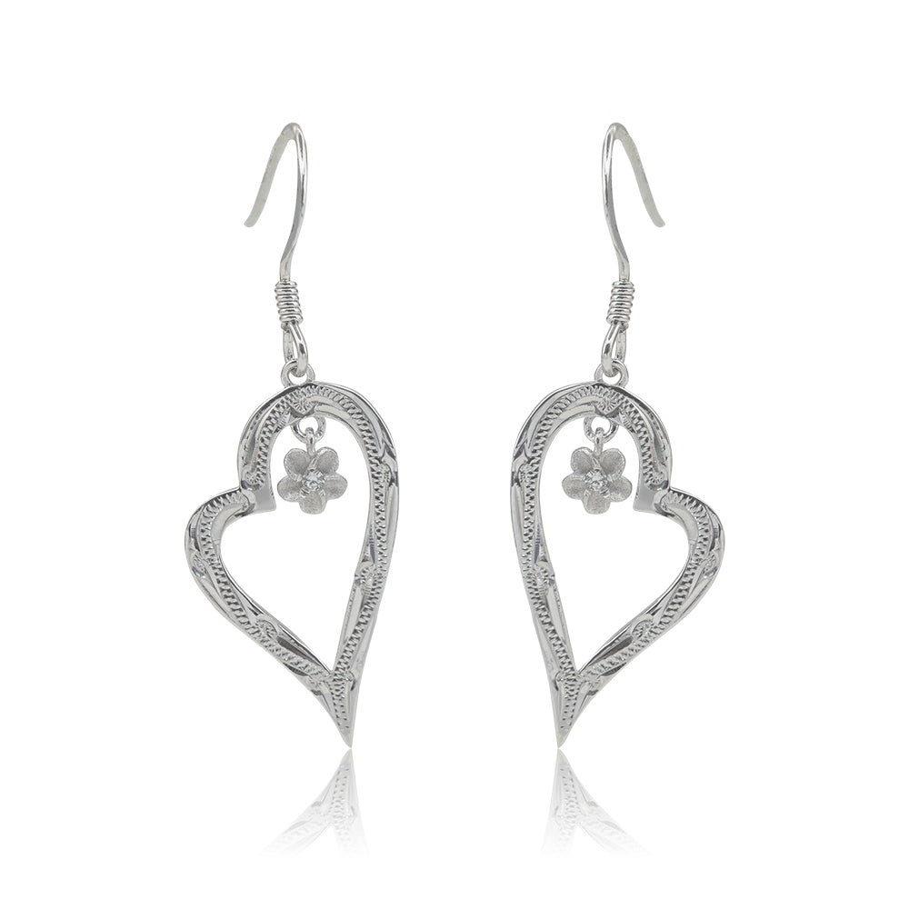 ハートプルメリアフックピアス 【4-3076】