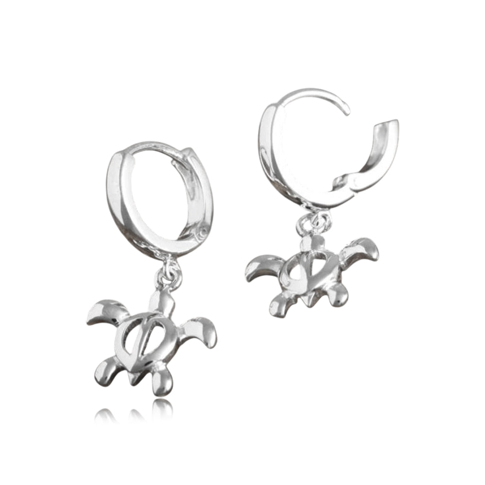 ホヌチャーム付きフープピアス 【4-4233】