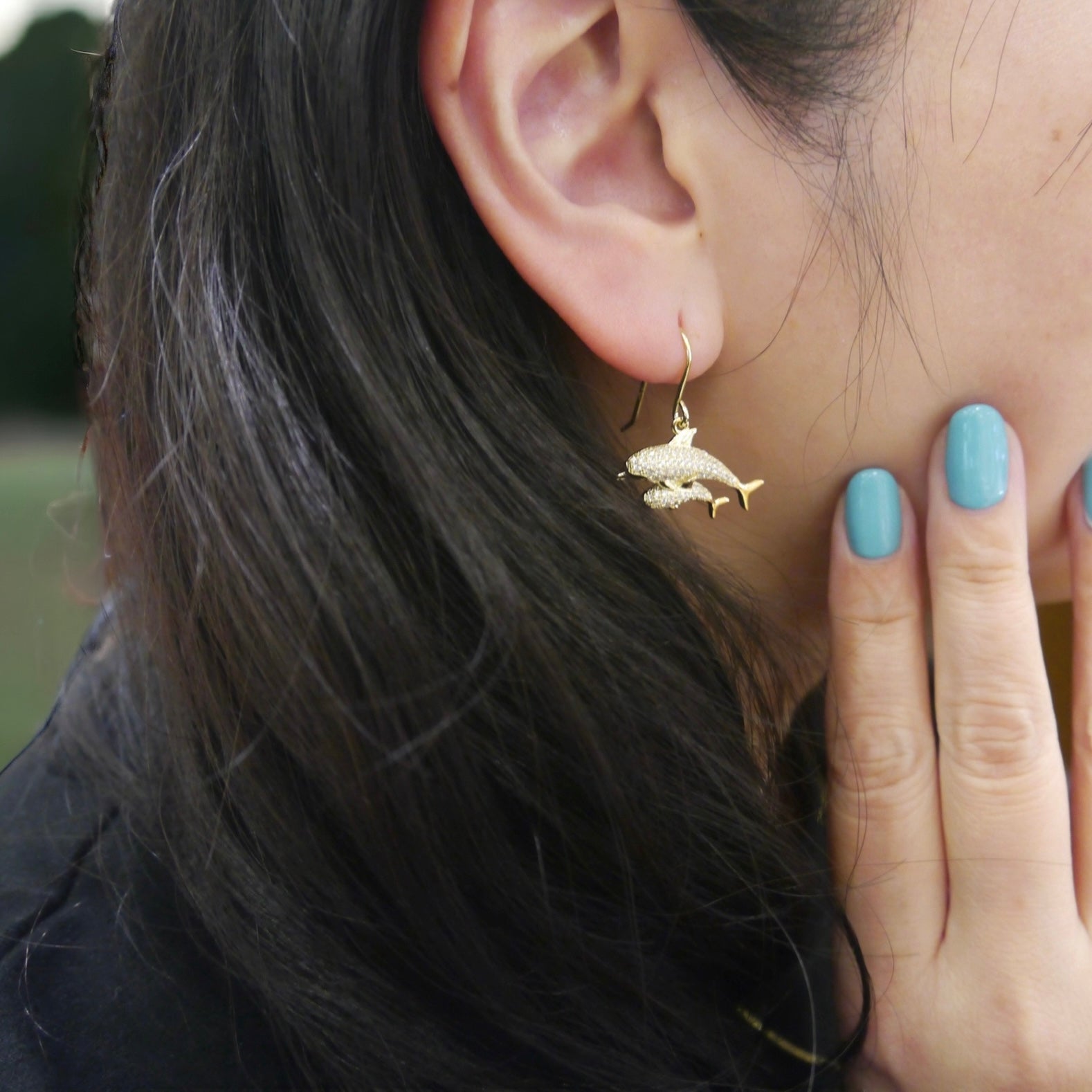 イルカパヴェCZピアス 【4-4394】