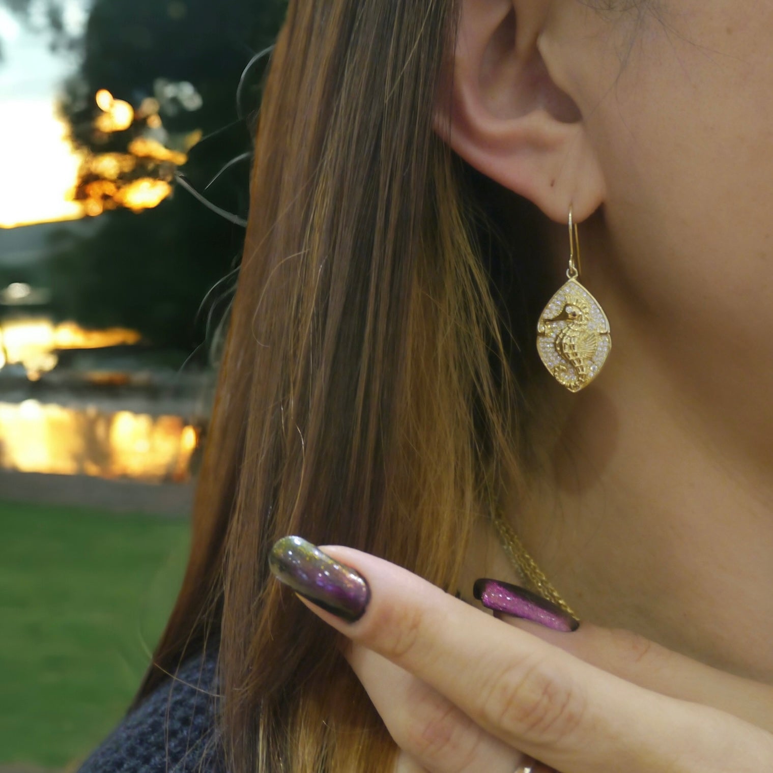 シーホースパヴェCZピアス 【4-4417】