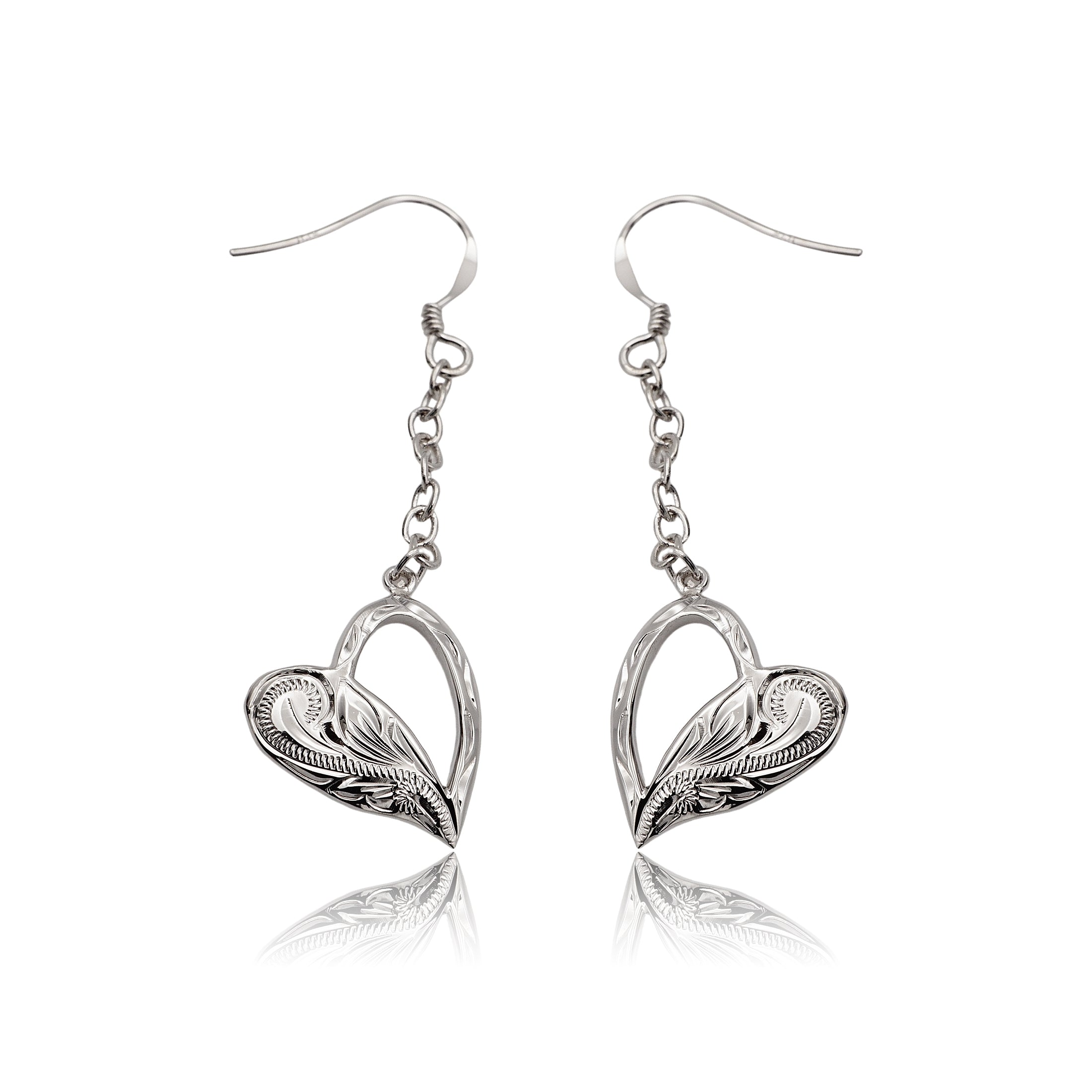 スクロールハートチェーンフックピアス 【4-4462】