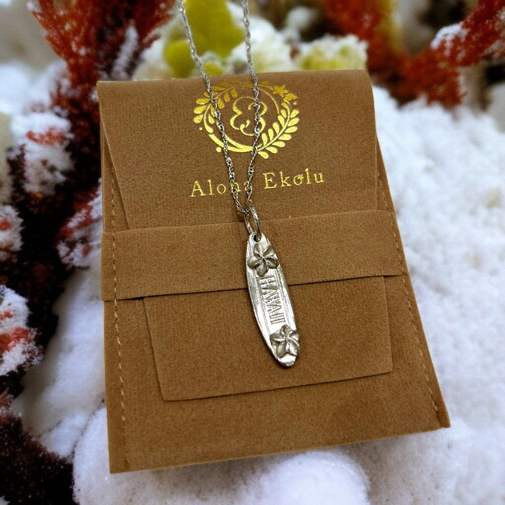 プルメリアonサーフボードペンダント(HAWAII) 【2-5423】