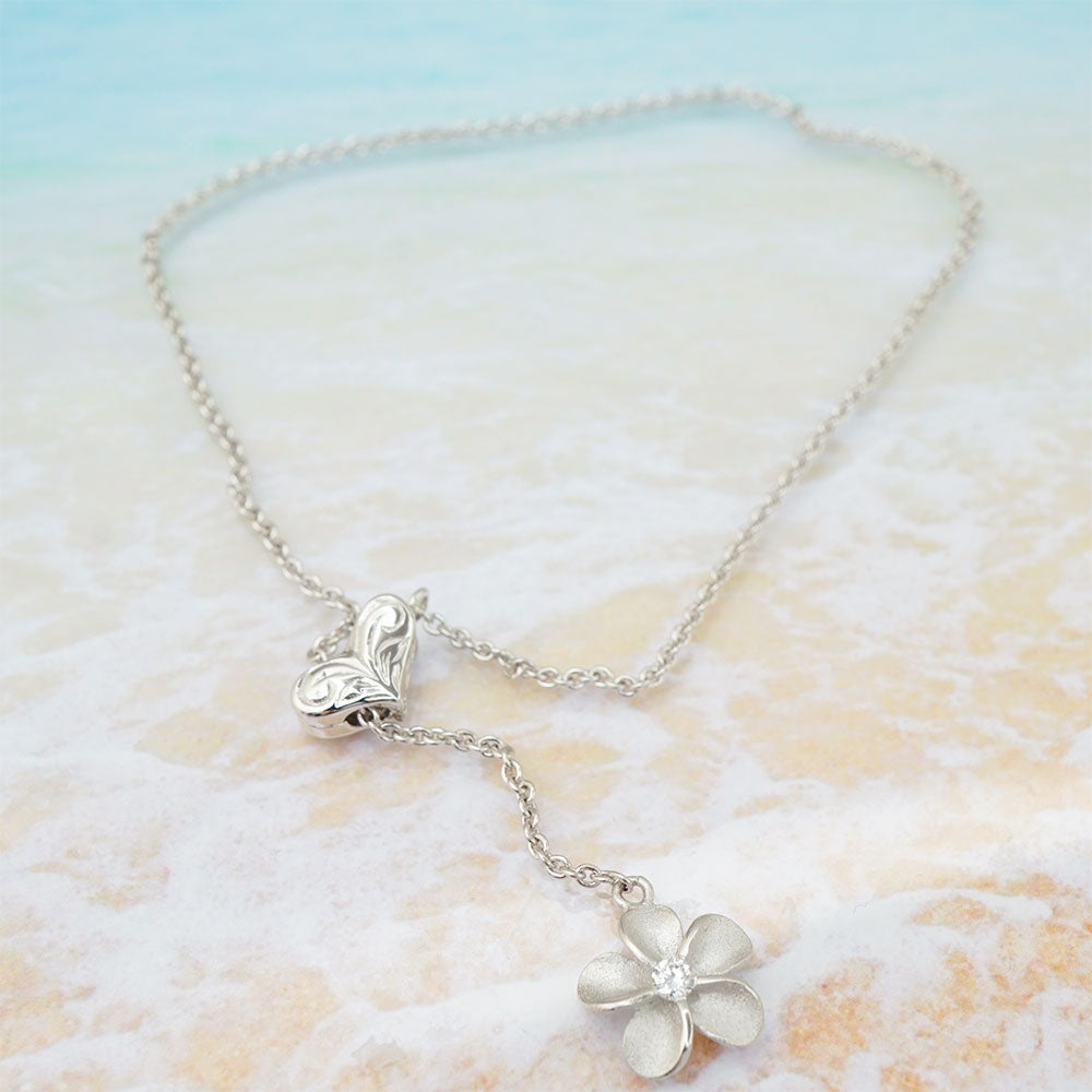 プルメリア・ハートクリップチェーンアンクレット 【5-1170】