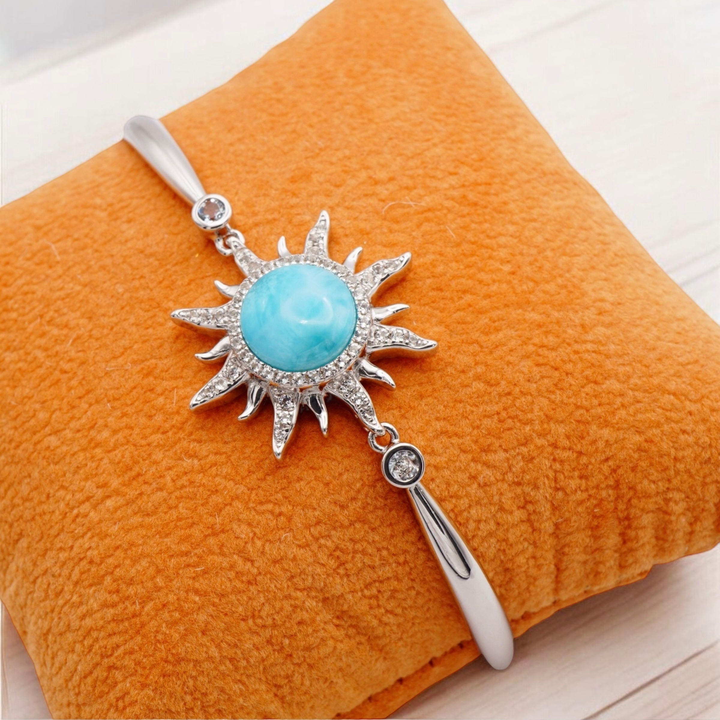 ラリマー太陽パヴェCZブレスレット 【5-1743】