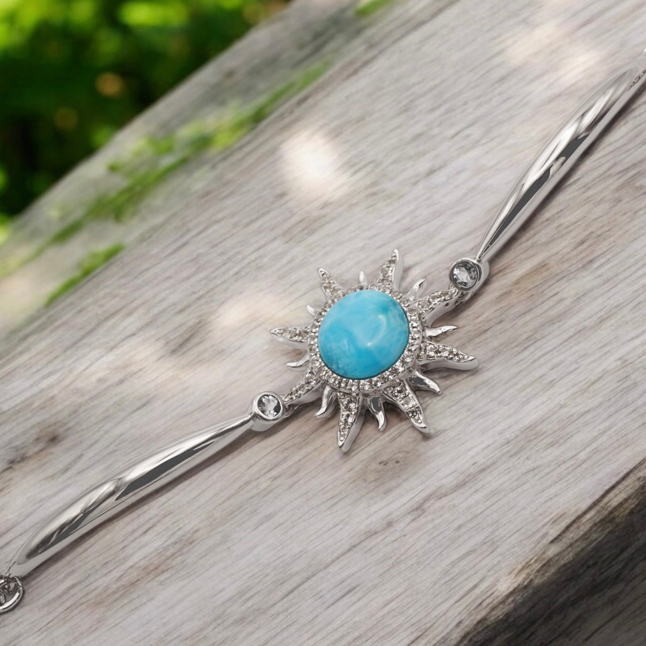 ラリマー太陽パヴェCZブレスレット 【5-1743】