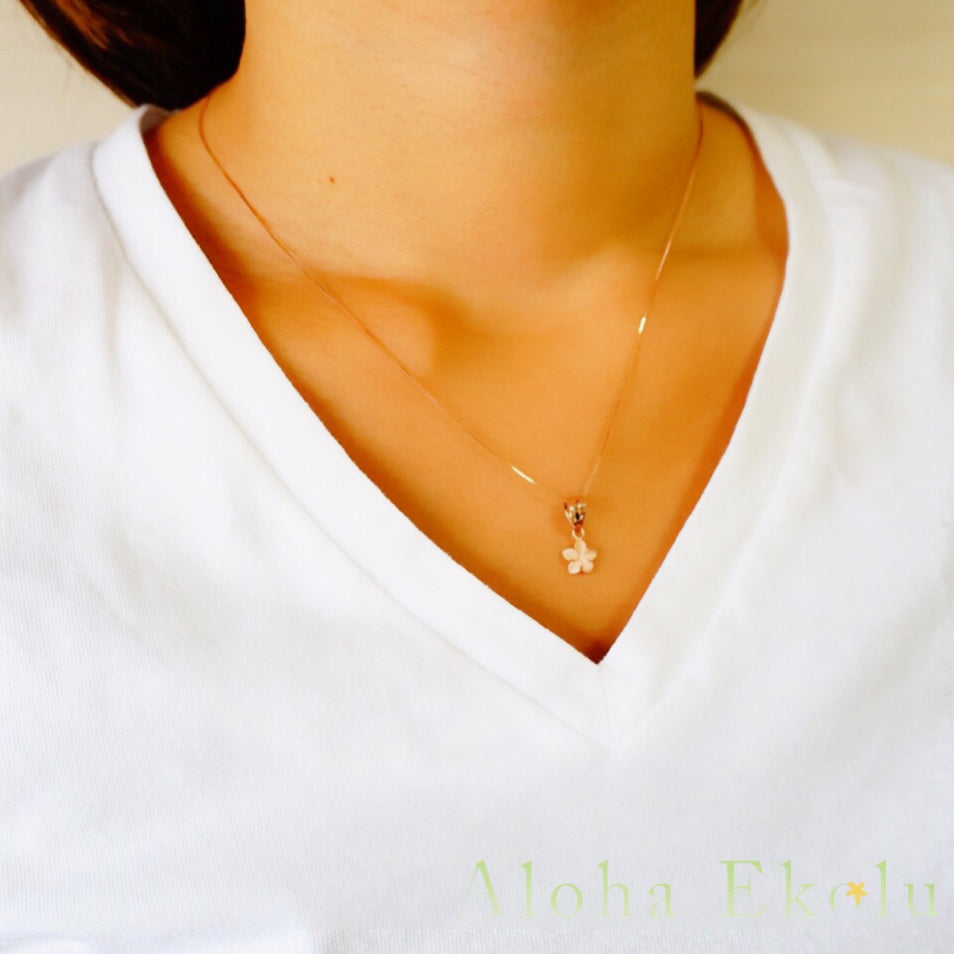 K14 ミニプルメリアペンダント 【7-0034】