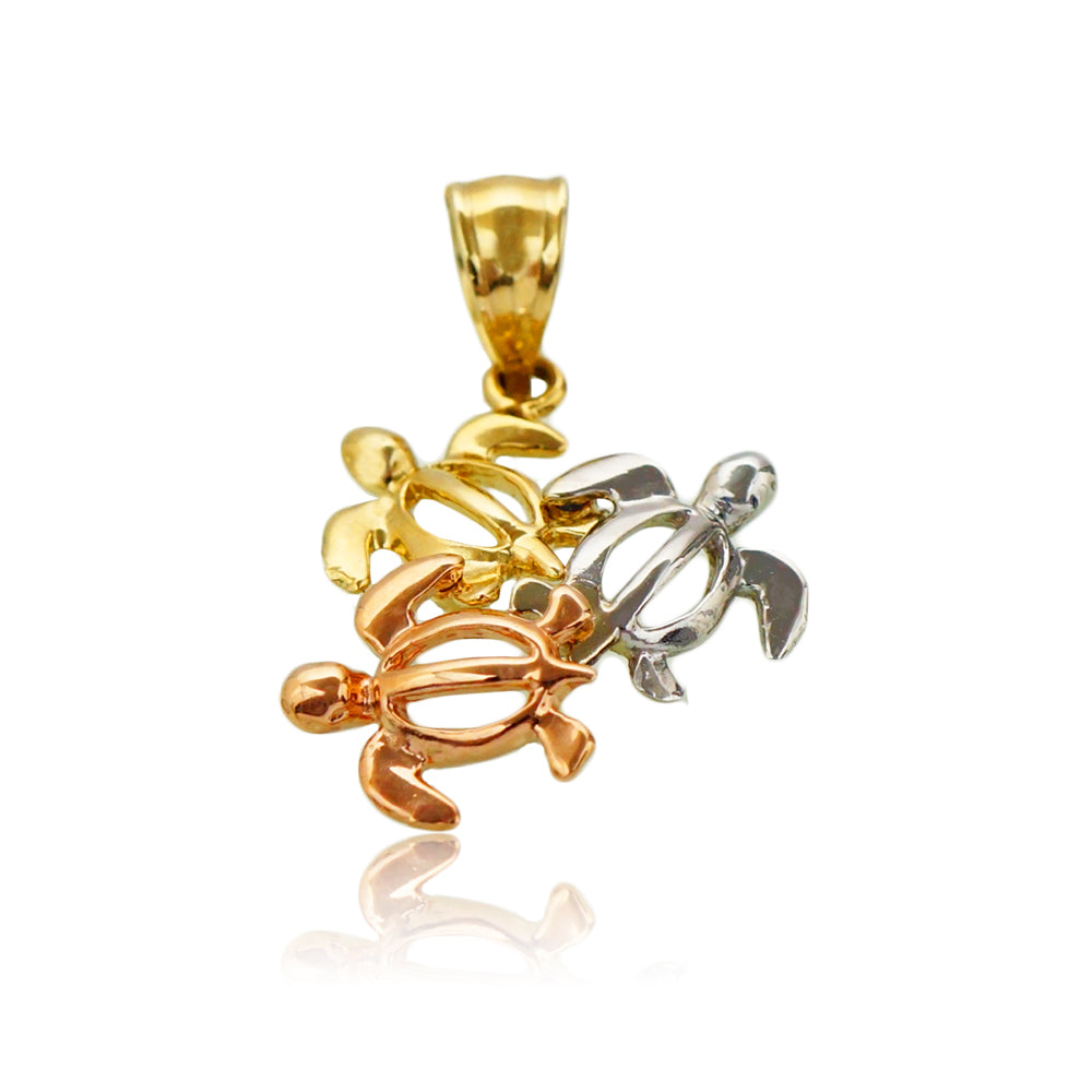 ≪納期約1ヶ月半≫ K14 3カラーホヌペンダント 【7-0843】