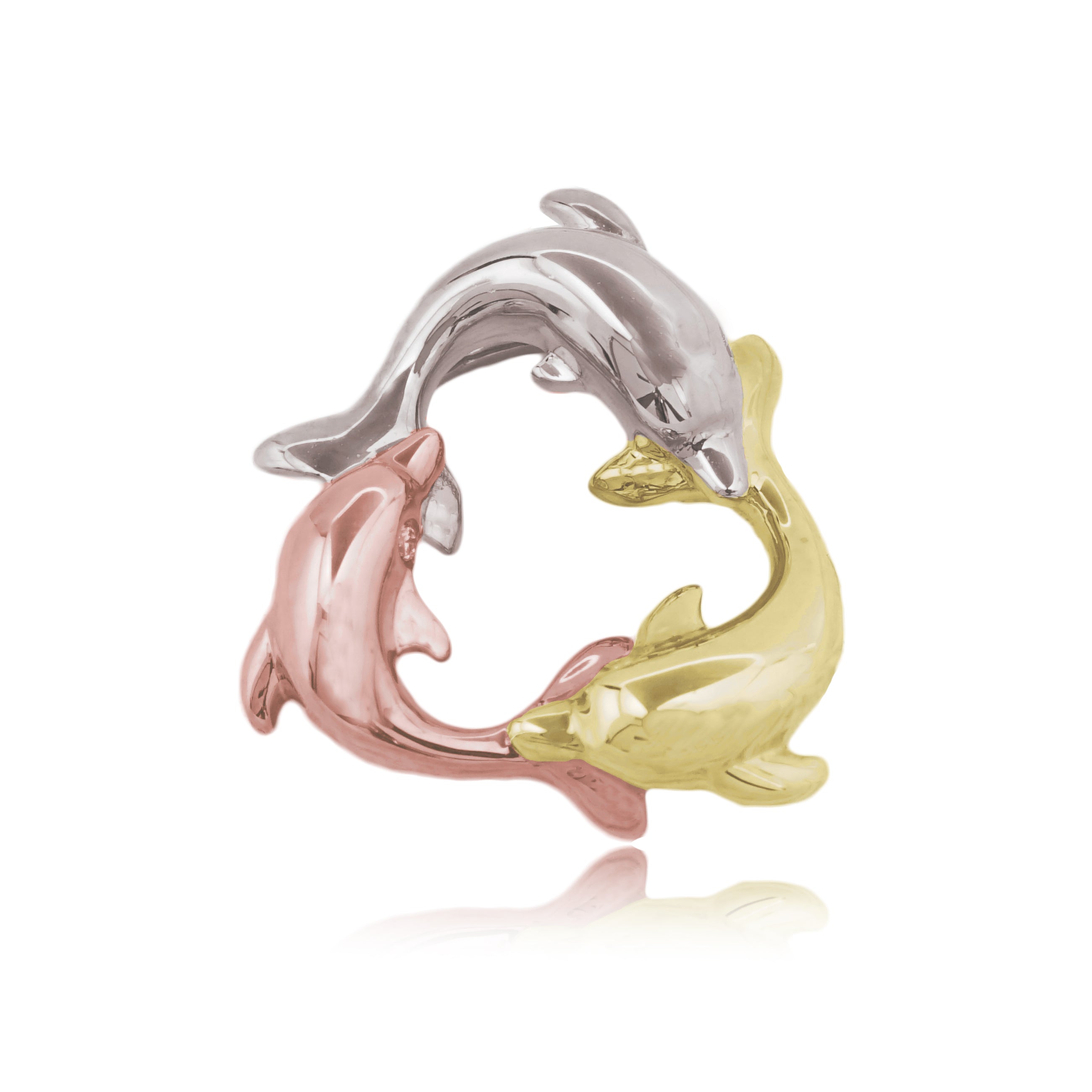 K14 トリプルイルカダイヤペンダント 【7-2090】