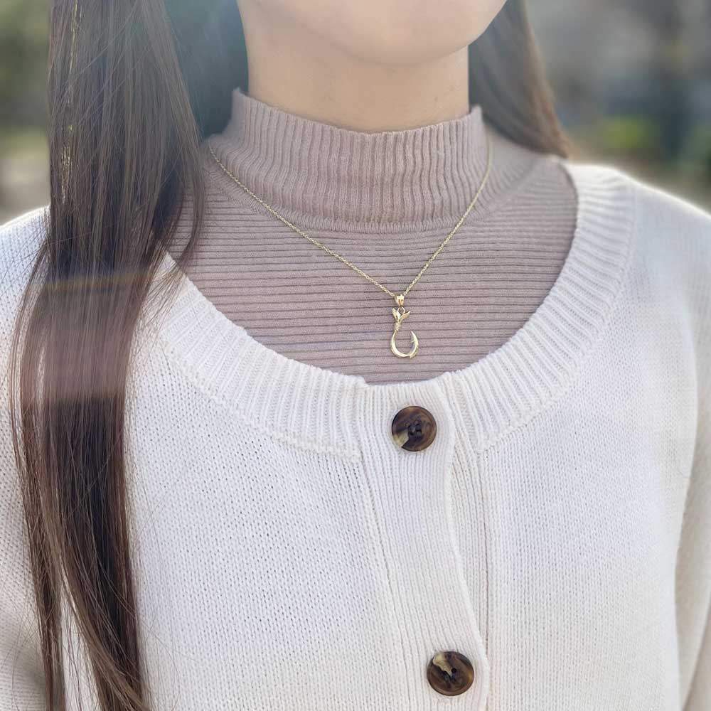 14K フィッシュフックペンダント 【7-3523】