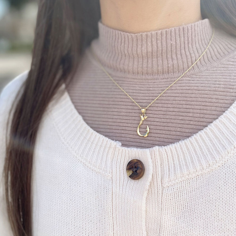 14K フィッシュフックペンダント 【7-3523】