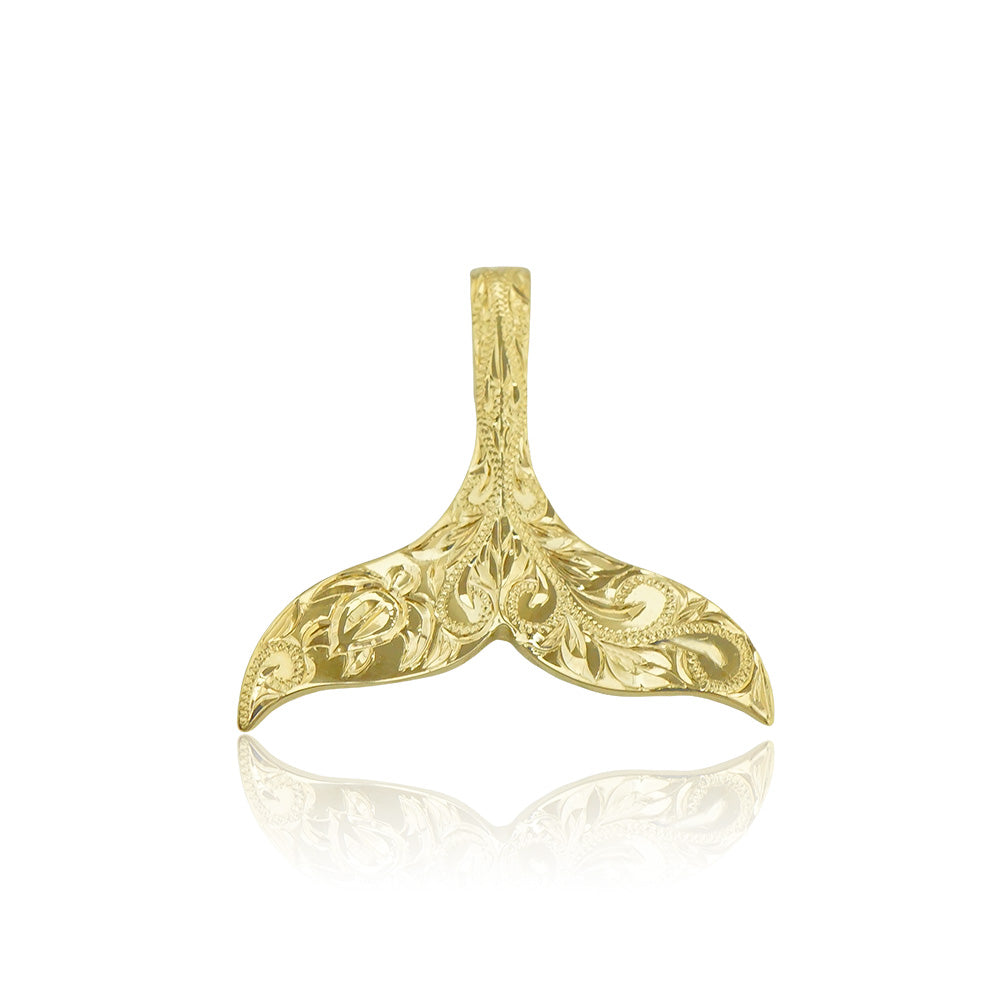 14K手彫りホエールテールペンダント 【7-3592】