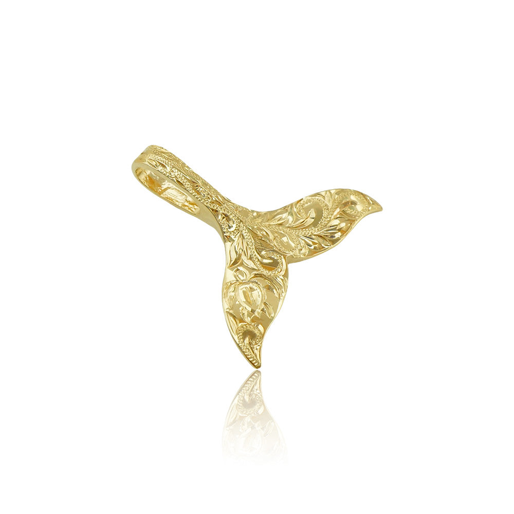 14K手彫りホエールテールペンダント 【7-3592】