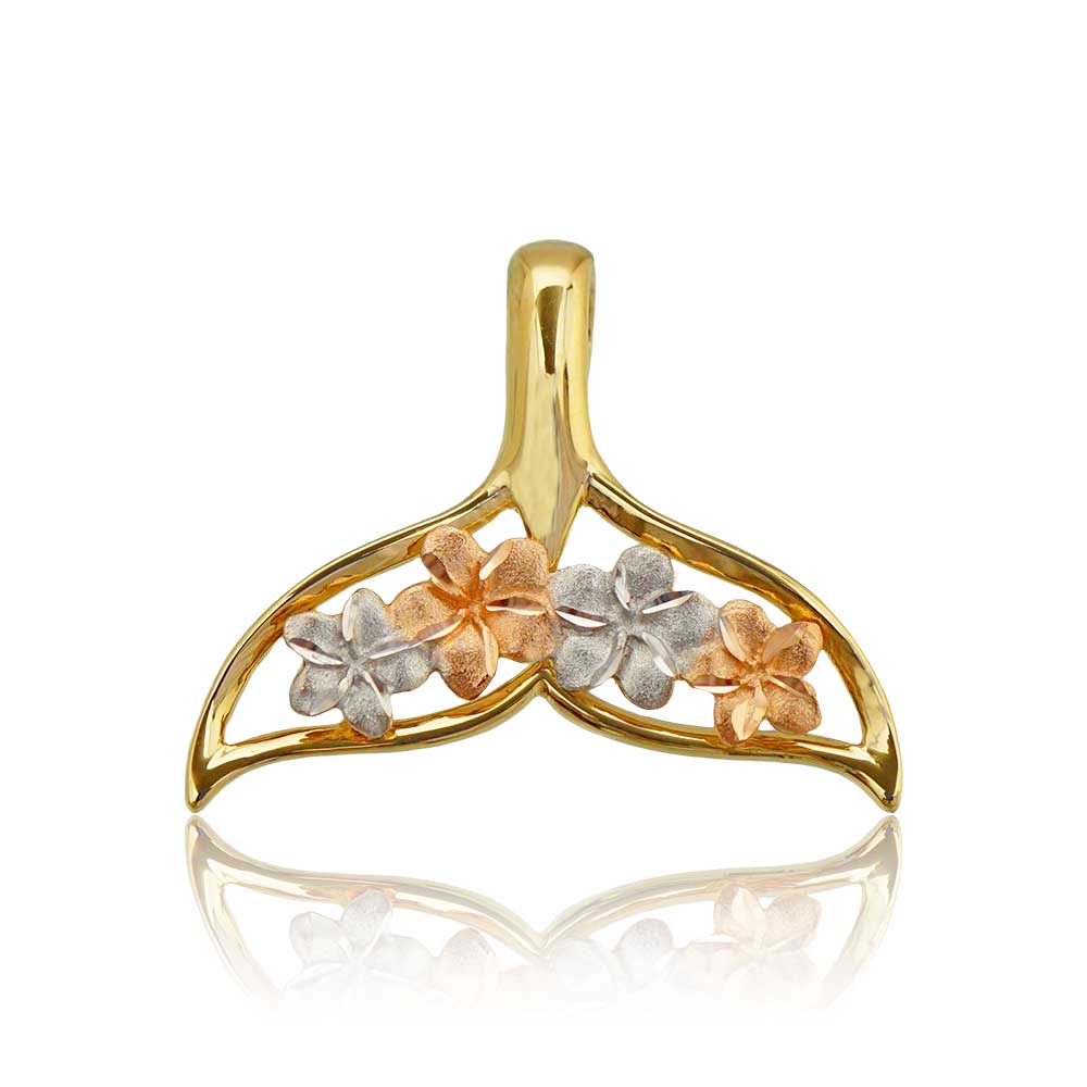 K14 3カラープルメリア・テールペンダント 【7-3615】