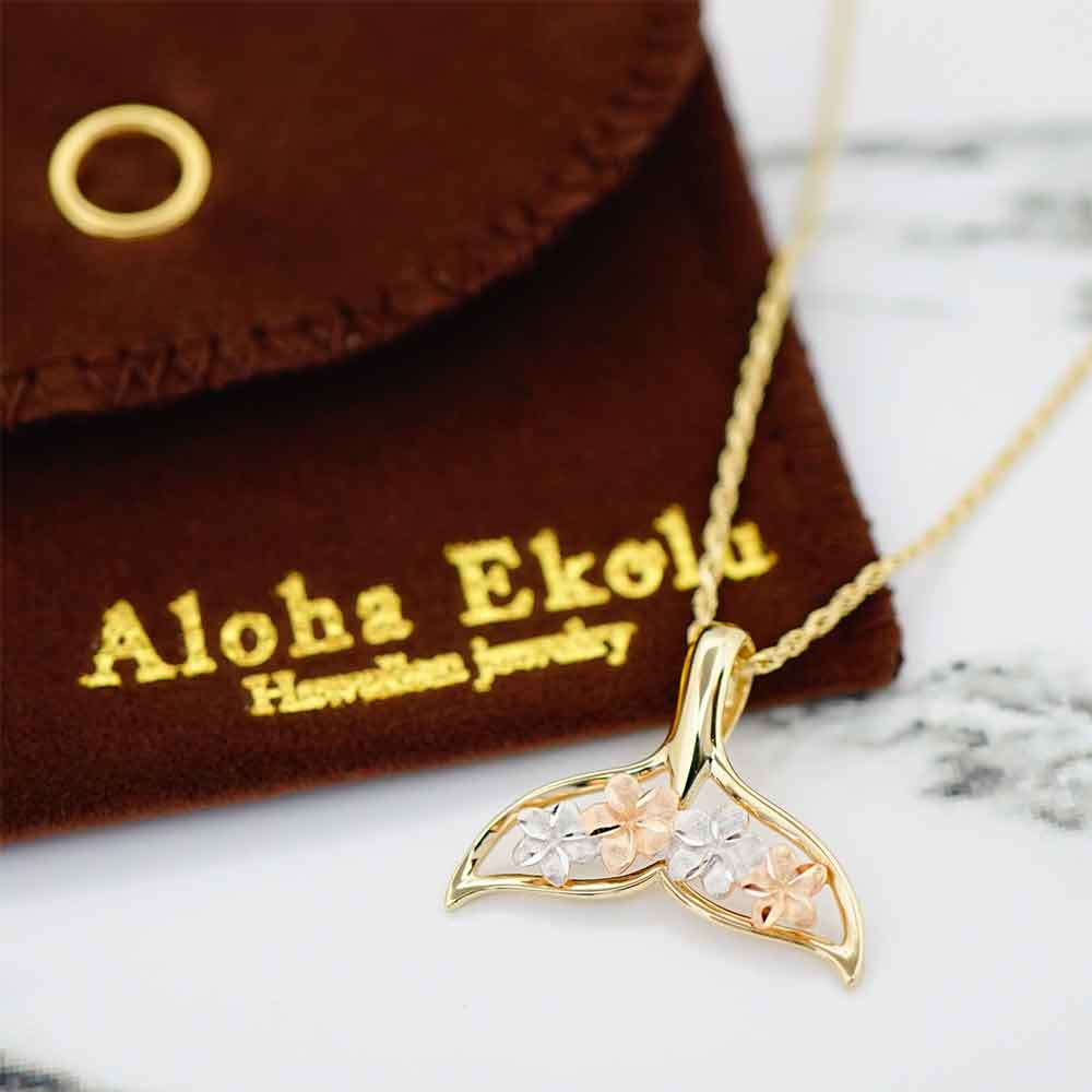 K14 3カラープルメリア・テールペンダント 【7-3615】