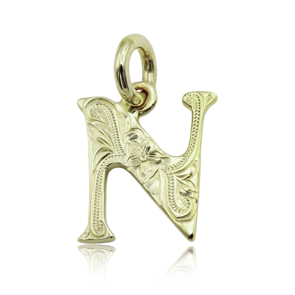 14K スクロールイニシャルペンダント 【7-4148】