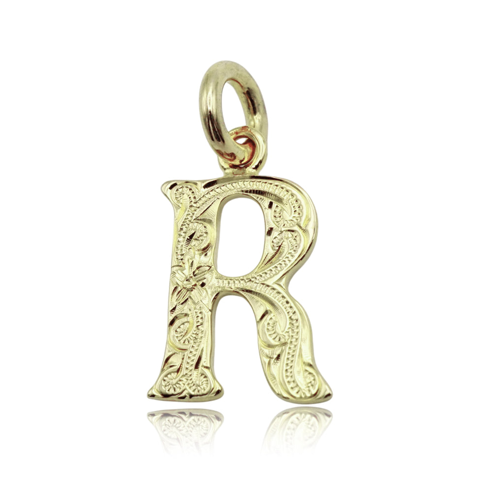 14K スクロールイニシャルペンダント 【7-4148】