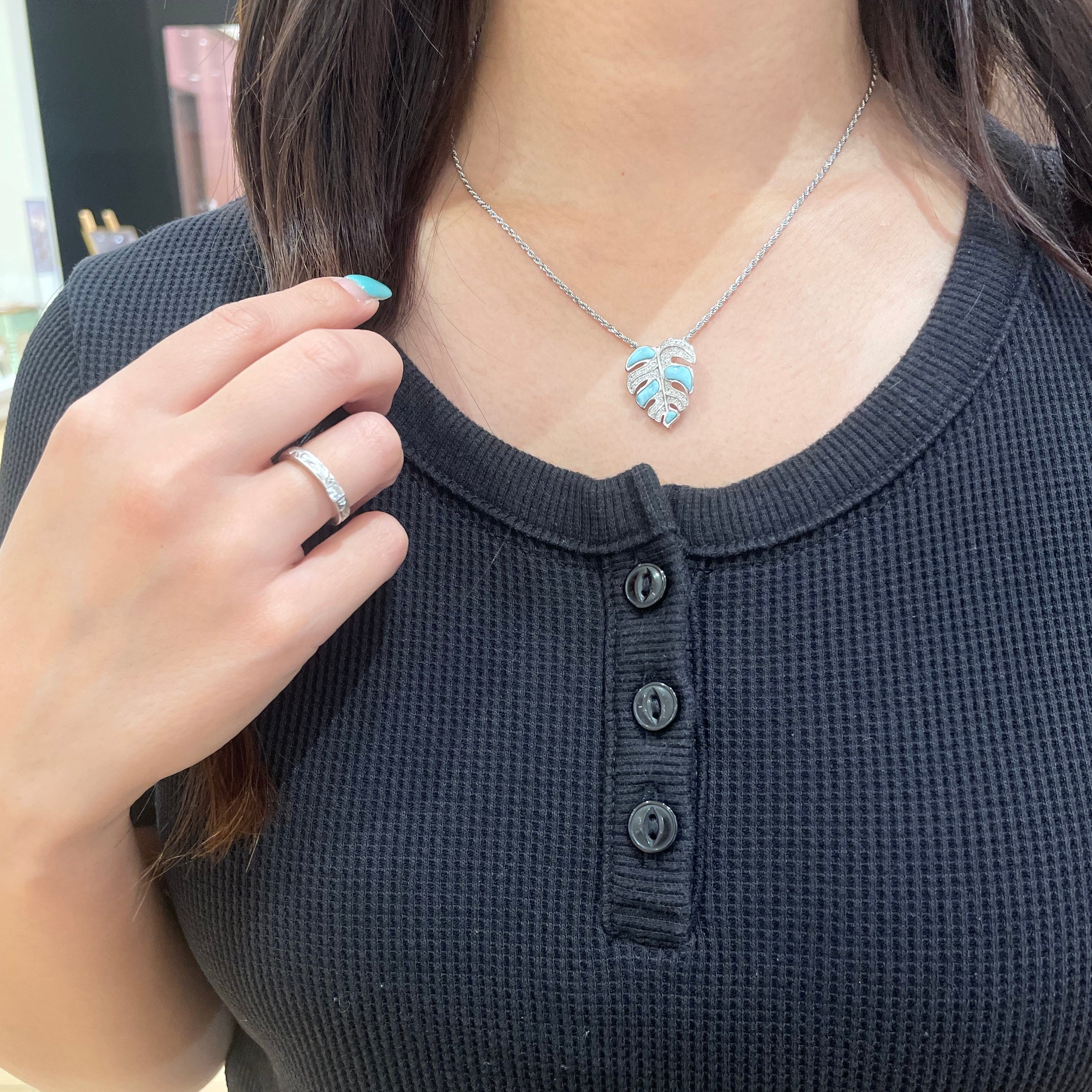 ラリマーモンステラパヴェCZペンダント 【2-6581】