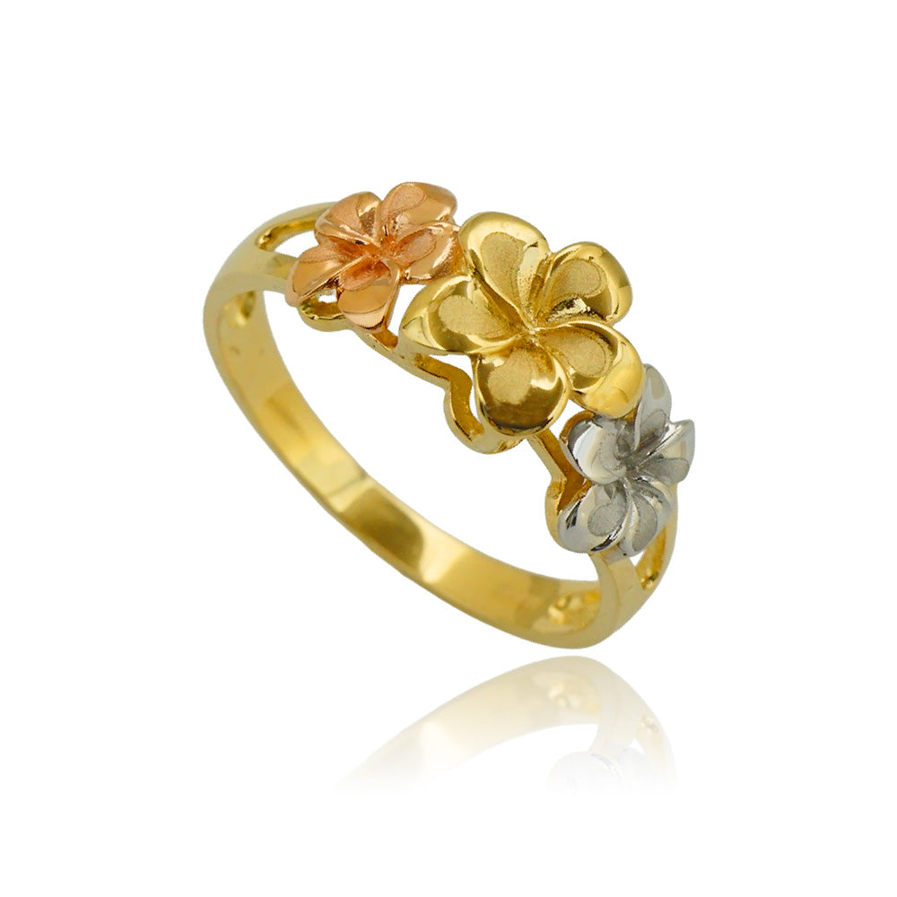 14K3カラープルメリアリング 【8-3294】