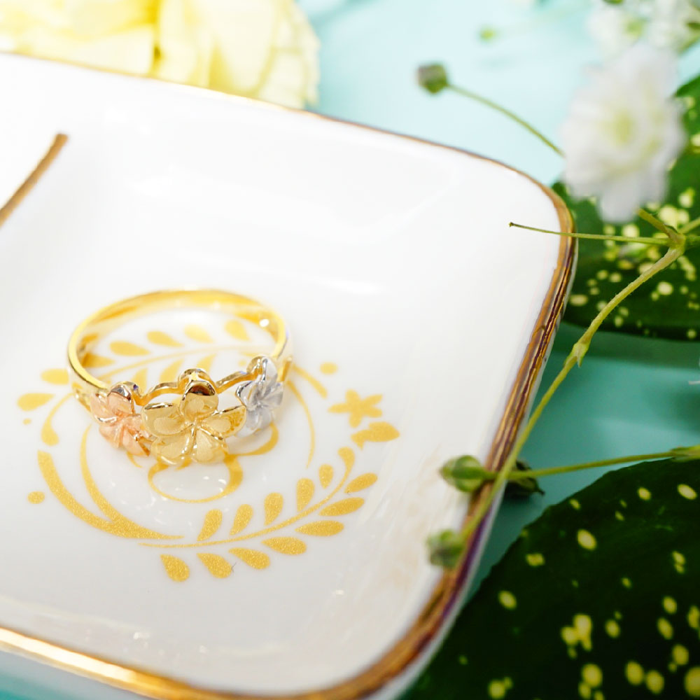 14K3カラープルメリアリング 【8-3294】