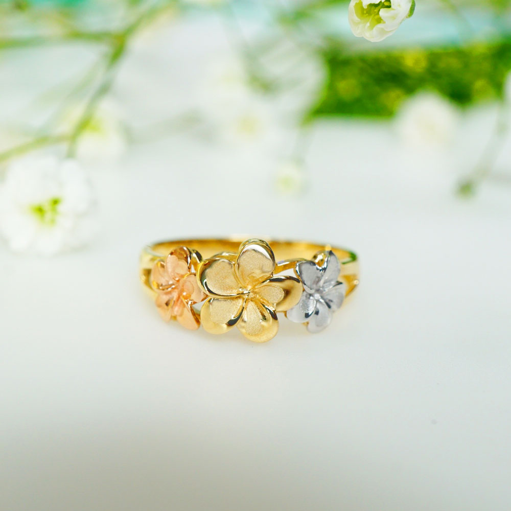 14K3カラープルメリアリング 【8-3294】