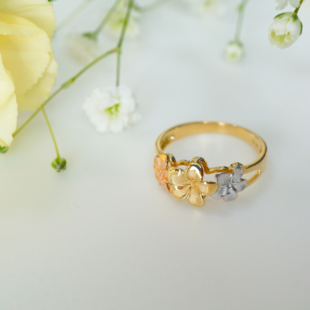 14K3カラープルメリアリング 【8-3294】