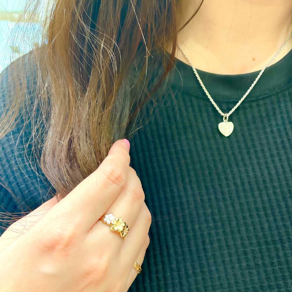 14K3カラープルメリアリング 【8-3294】