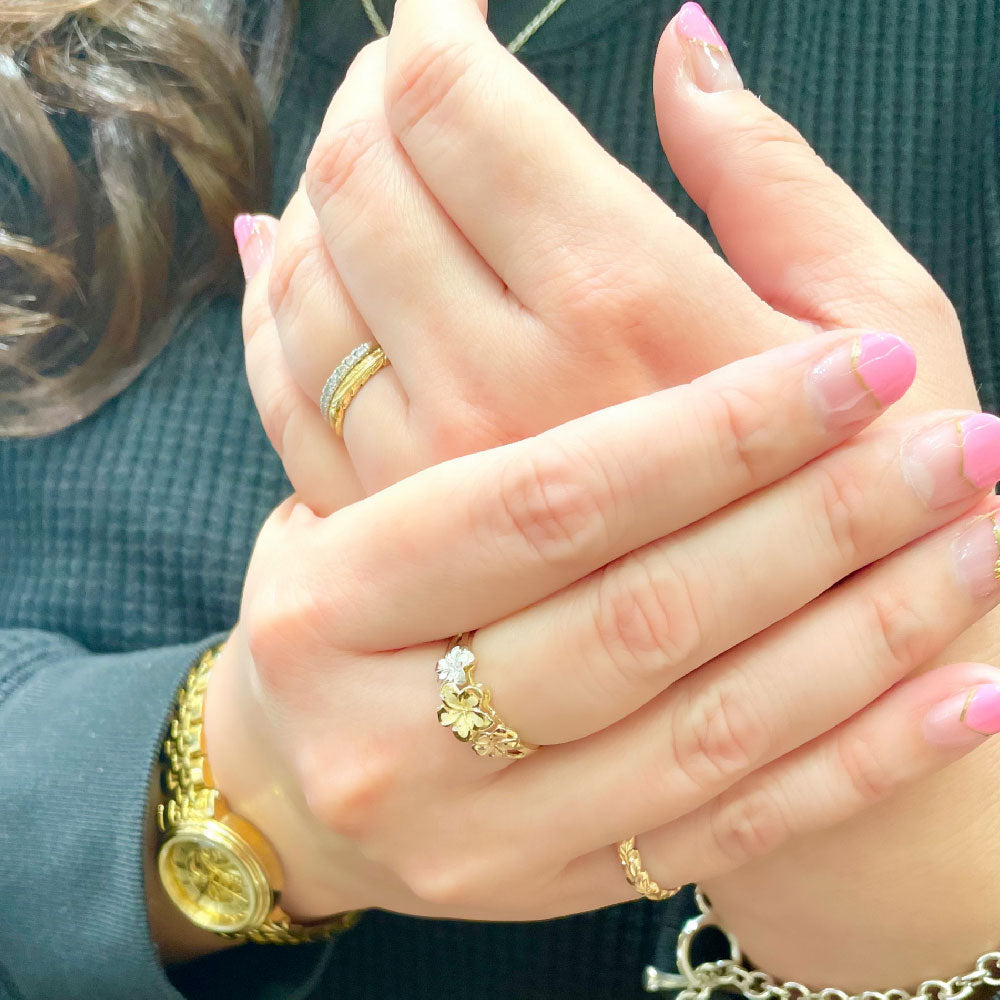 14K3カラープルメリアリング 【8-3294】