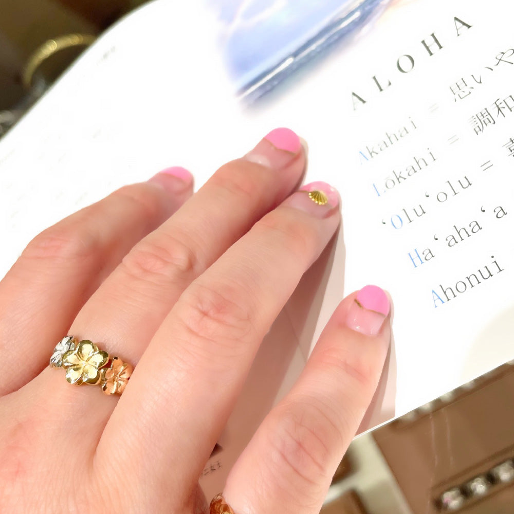 14K3カラープルメリアリング 【8-3294】