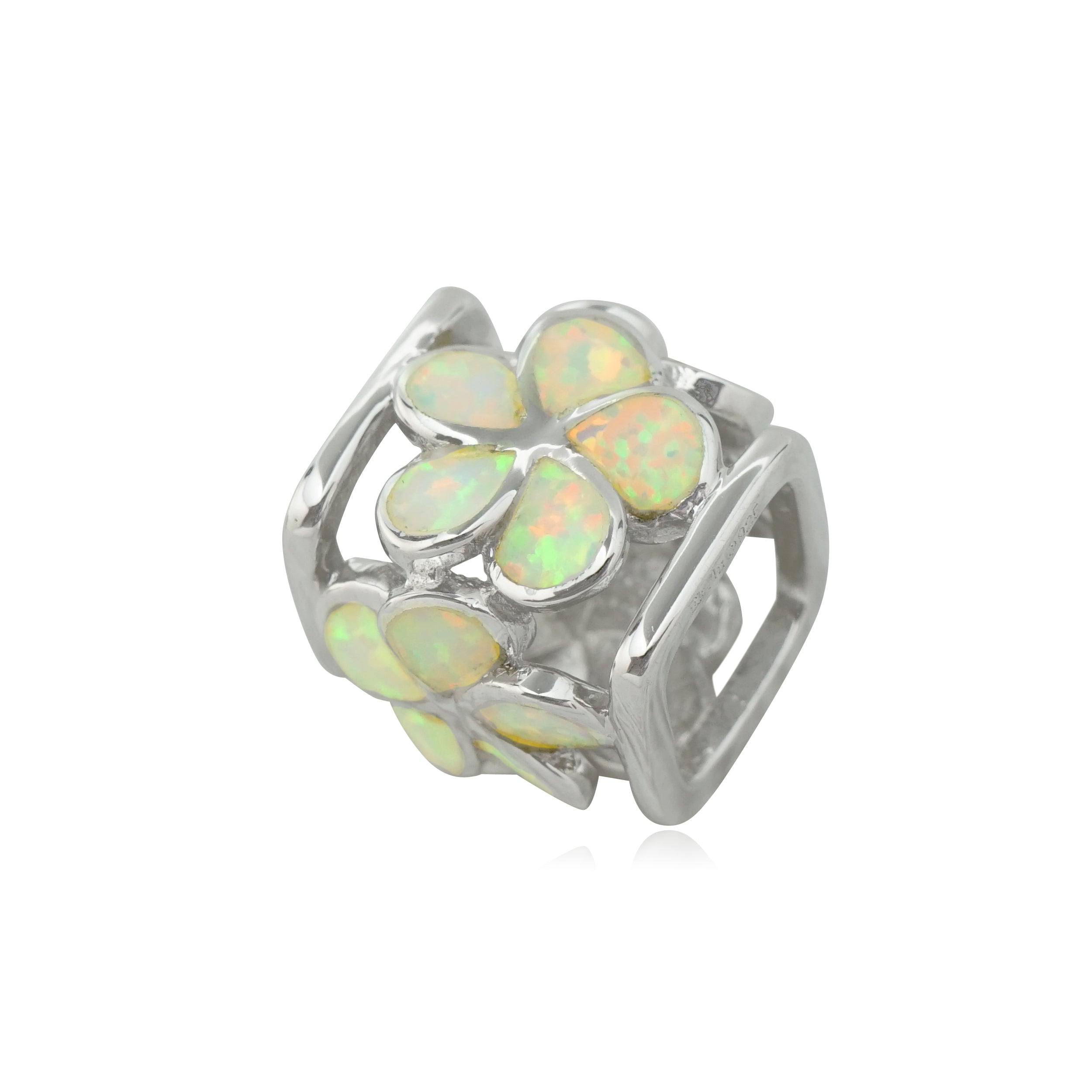 オパールプルメリアキューブペンダント 【2-1692】