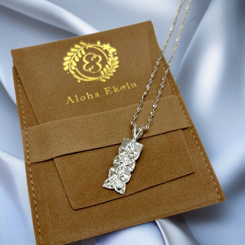 8mmプルメリア彫りプレートペンダント 【2-6505】