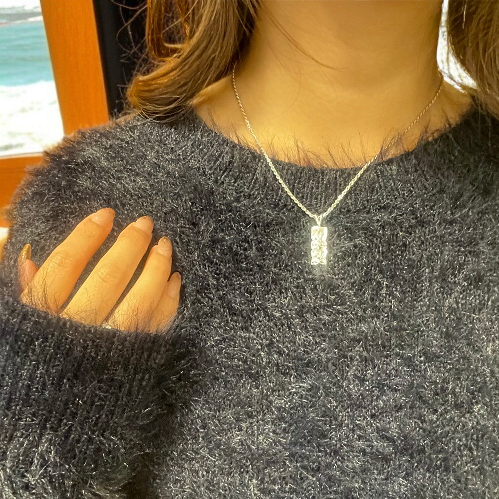 8mmプルメリア彫りプレートペンダント 【2-6505】