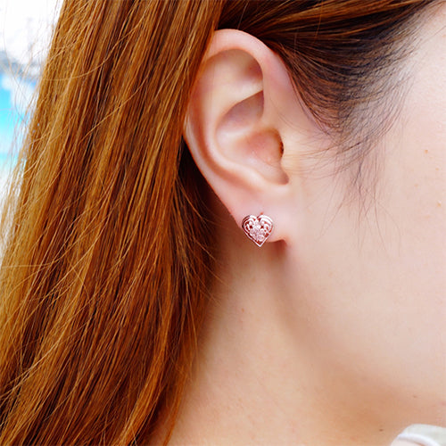 K14 透かしハートハイビスカスキャッチピアス 【9-0346】