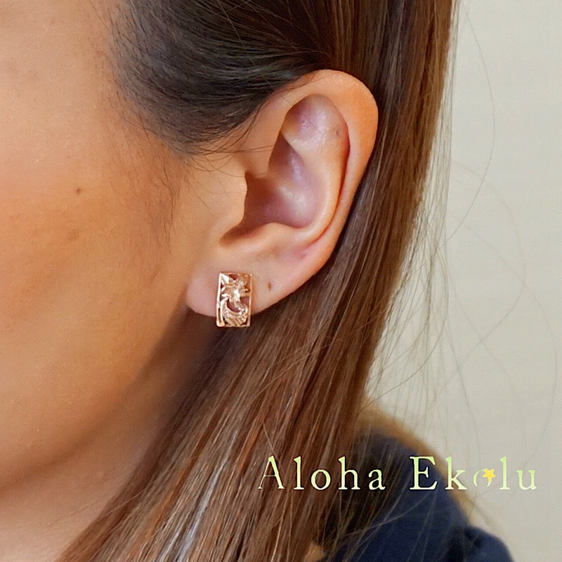 K14 透かしプレートピアス 【9-0469】