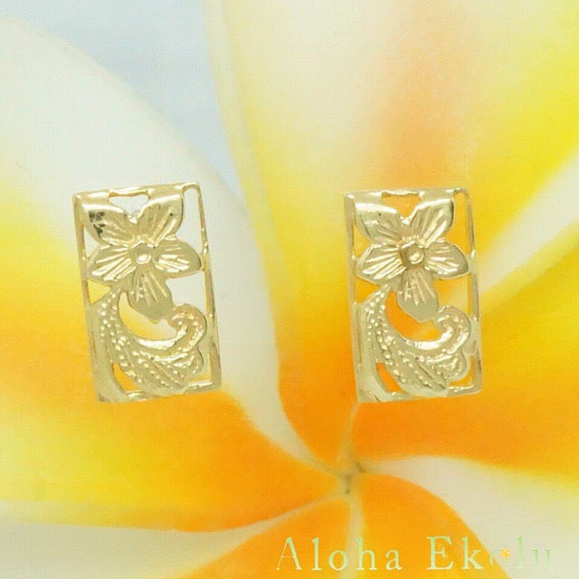 K14 透かしプレートピアス 【9-0469】