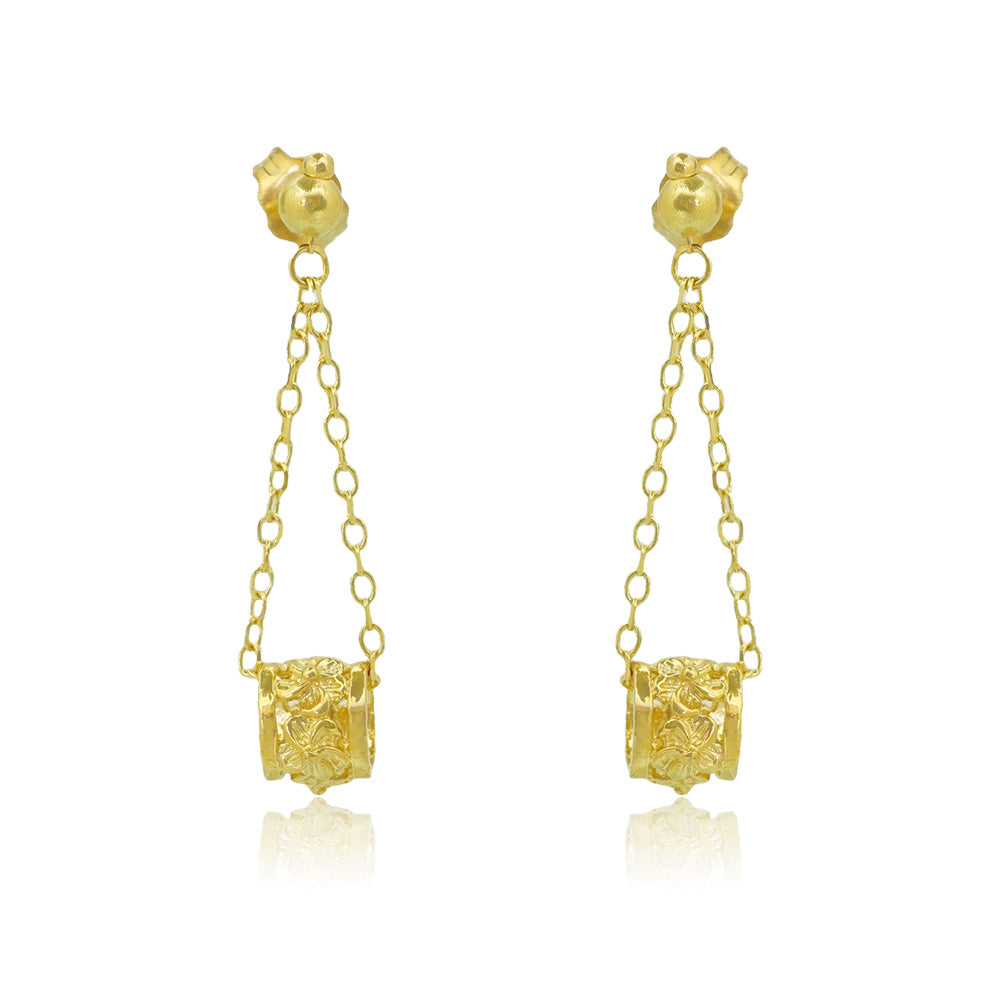 K14 バレルチェーンピアス 【9-0766】