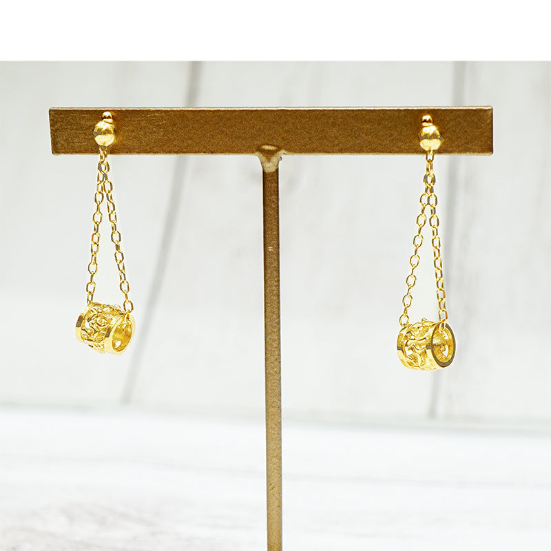 K14 バレルチェーンピアス 【9-0766】