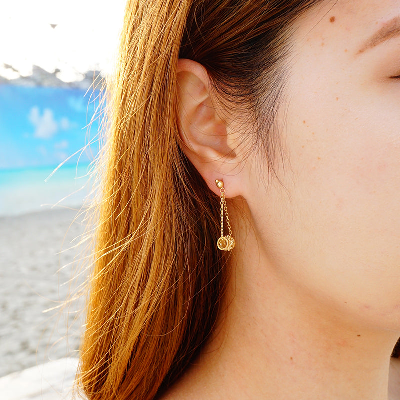 K14 バレルチェーンピアス 【9-0766】