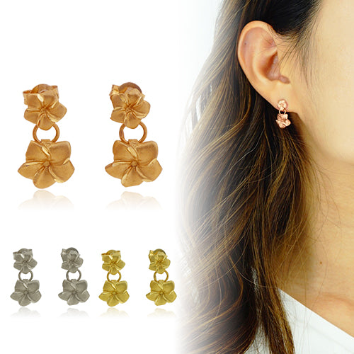 K14 プルメリア2連ピアス 【9-1367】