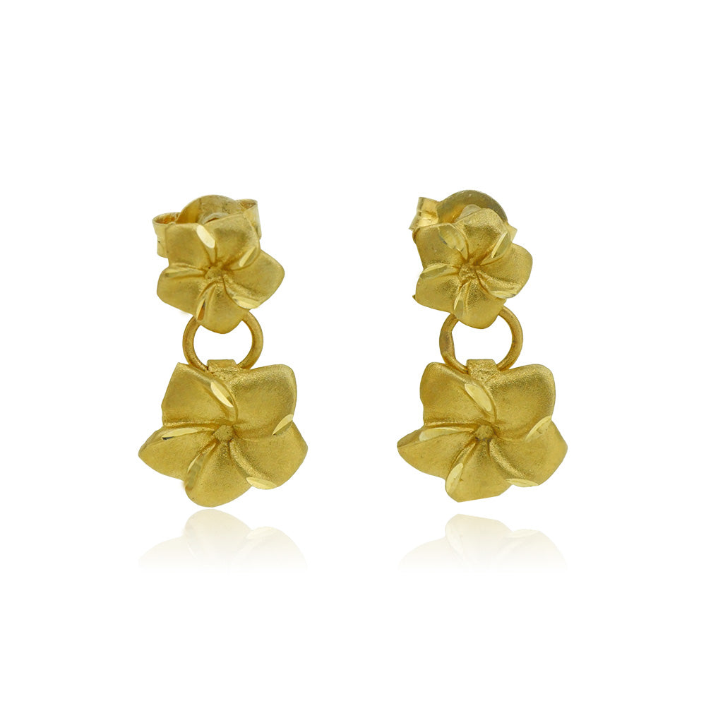 K14 プルメリア2連ピアス 【9-1367】