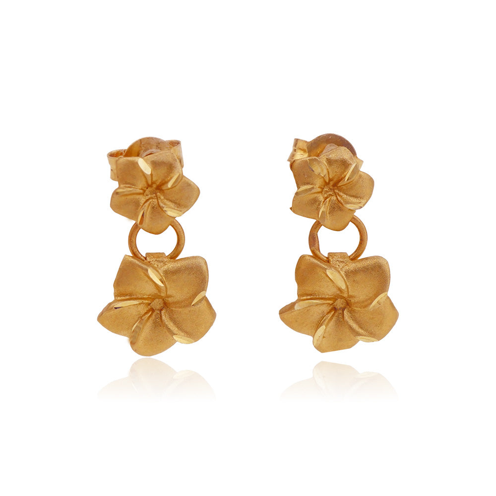 K14 プルメリア2連ピアス 【9-1367】