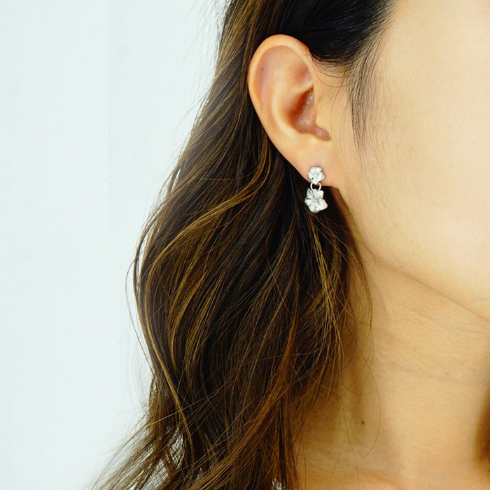 K14 プルメリア2連ピアス 【9-1367】