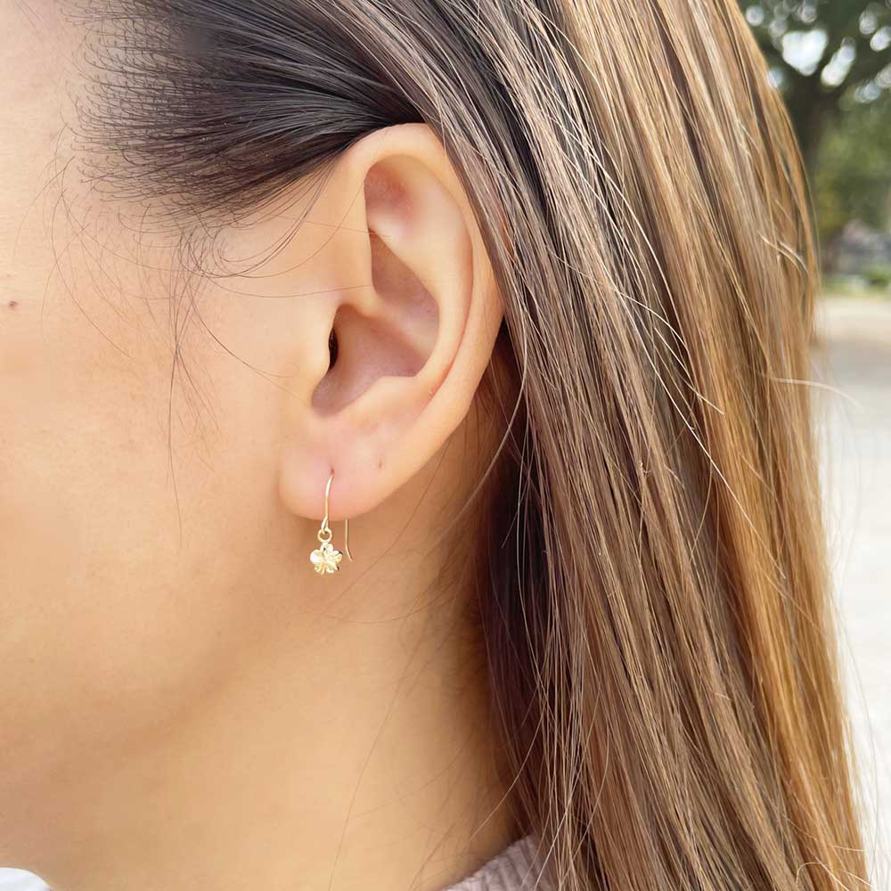 14K ミニプルメリアフックピアス 【9-1459】