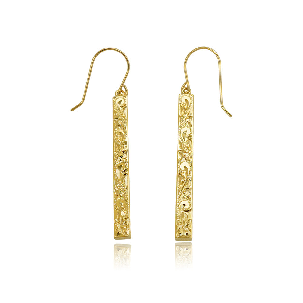 14K手彫りプレートフックピアス