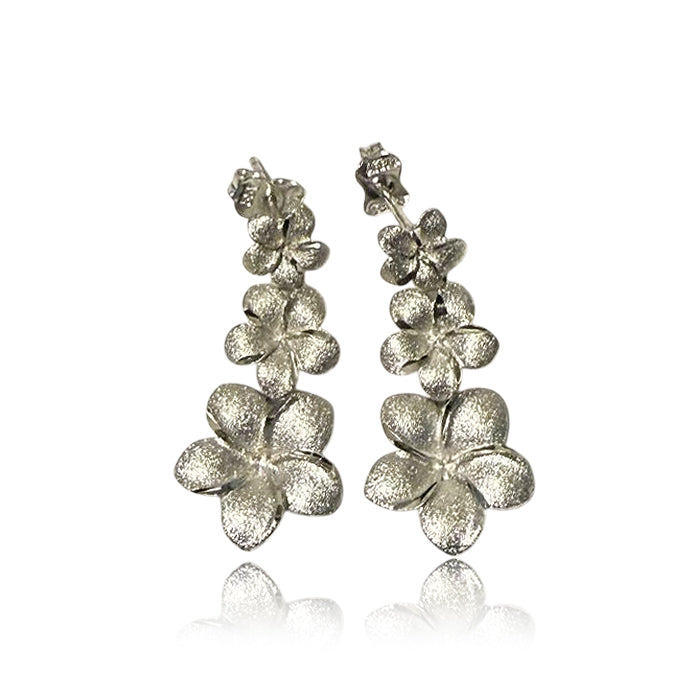 K14 プルメリア3連ピアス 【9-2029】