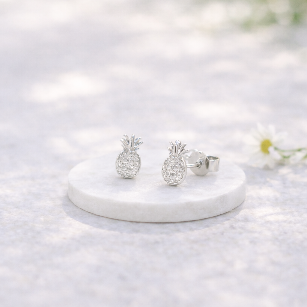 ミニパイナップル パヴェCZピアス 【4-2338】