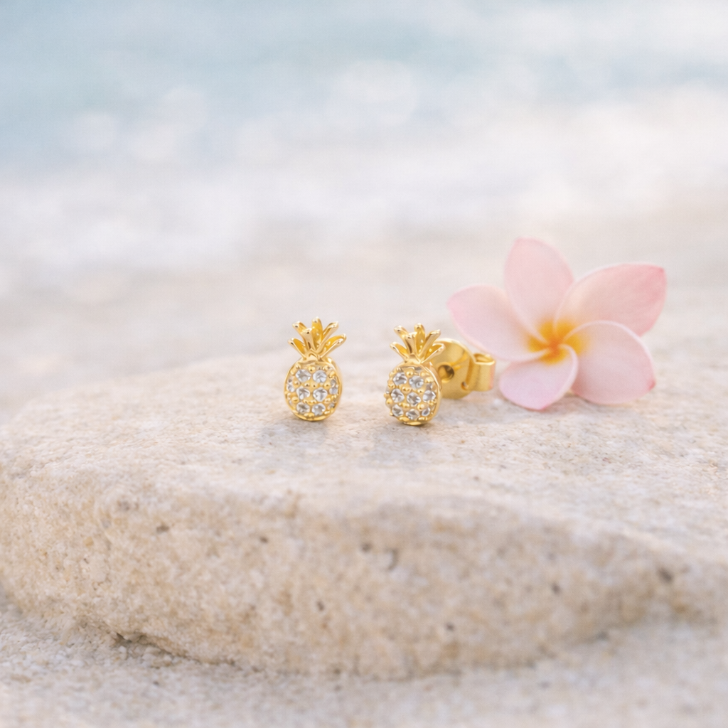 ミニパイナップル パヴェCZピアス 【4-2338】