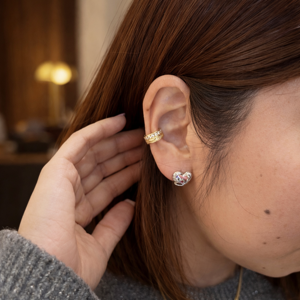 ハートアクアマリンピアス 【4-1959】